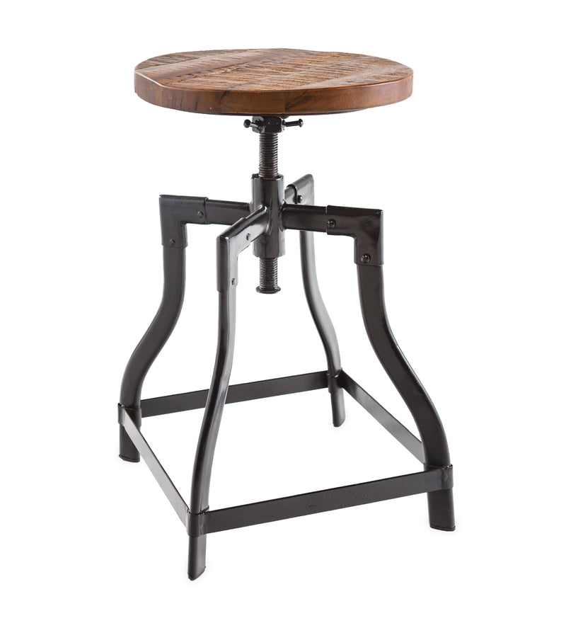 Allegheny Reclaimed Wood Adjustable Stool With Metal Base,59n79