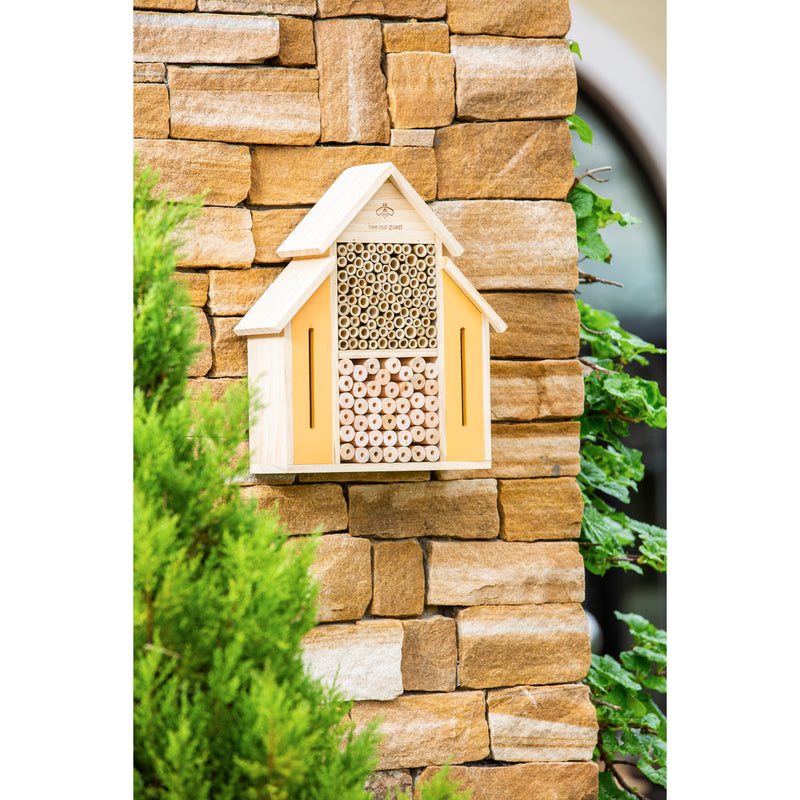 Evergreen 14.5"H Farmhouse Bee and Butterfly House, 12.6'' x 4.1'' x 14.6'' inches.