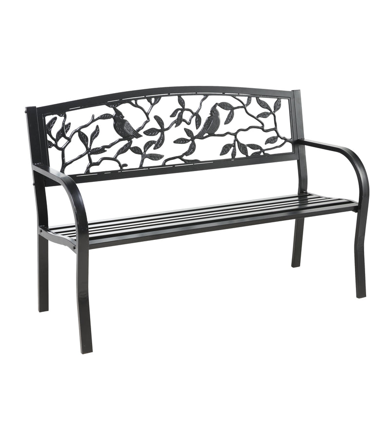 Evergreen Deck & Patio Decor,Cardinals Metal Garden Bench,50x21x34 Inches