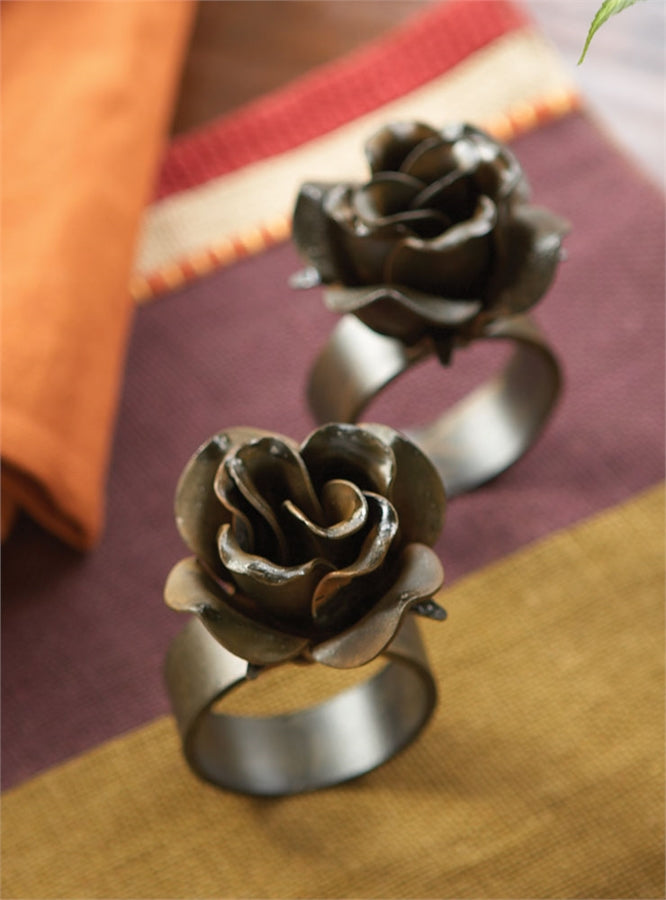 BSEWELL VIN ROSE NAPKIN RING S/2, 2.5x2.5x3.5 Inches