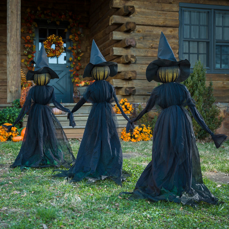 Evergreen Flag,Lighted Halloween Witch Stakes, Set of 3,13x13x52 Inches