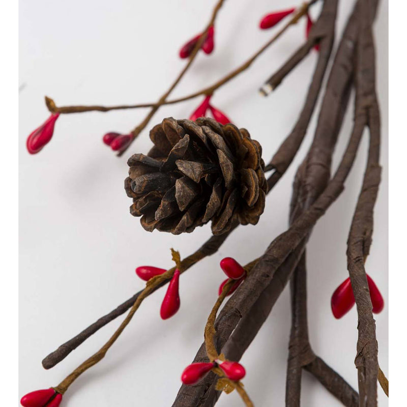 Lighted Pine Cone and Red Berry Garland,65j59