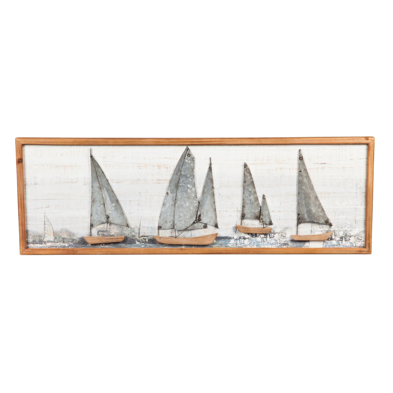 Evergreen Sail Boat Wood and Metal Wall Decor, 35.5'' x 1'' x 11.8'' inches