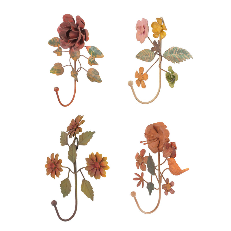 Evergreen Metal Flower Hook 4 Assorted, 6'' x 3'' x 7.5'' inches