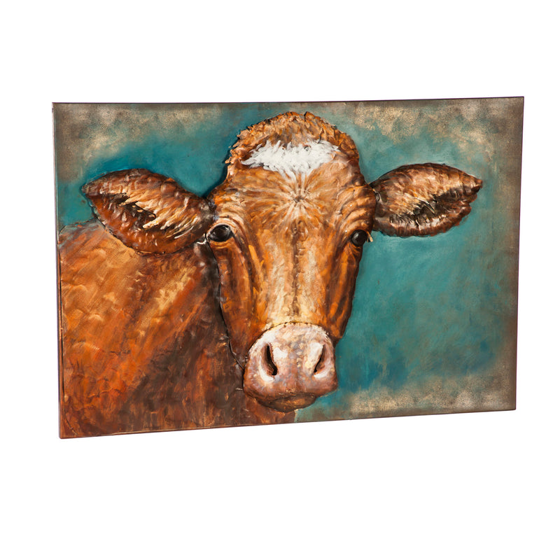 Evergreen Handcrafted Cow 3D Metal Wall Decor, 35.4'' x 23.6'' x 2.36'' inches
