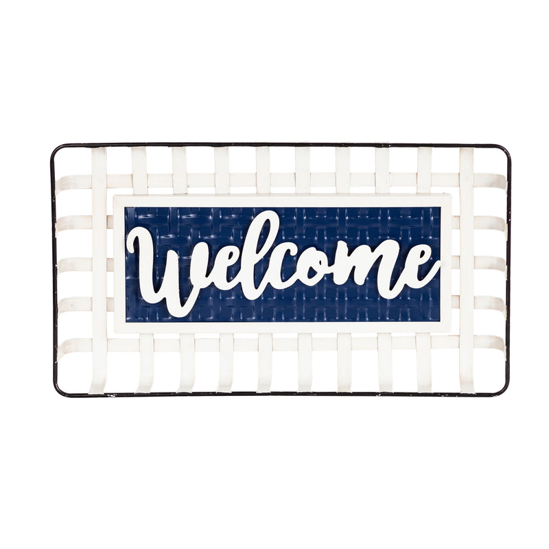 Evergreen Welcome Metal and Wood Wall Decor, 25.4'' x 2.2'' x 14.4'' inches