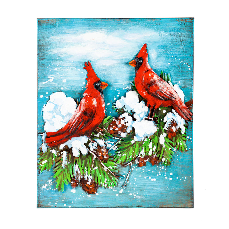 3D Cardinal Metal and Wood Wall Décor, 16"x1.5"x20"inches