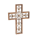Light Wood Wall Cross with Metal Inlay Accents,6awd751