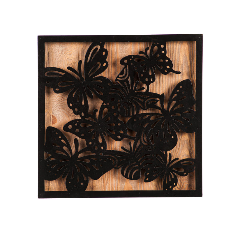 Metal and Wood Wall Decor Butterfly, 18"x1.5"x18"inches