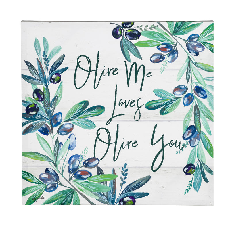 Canvas Wall Décor, 24"W x 24"H, Olive Me Loves Olive You,6c107871