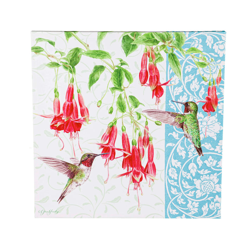 Fuschia and Hummingbird 24"x24" Outdoor Canvas, 24"x1.5"x24"inches