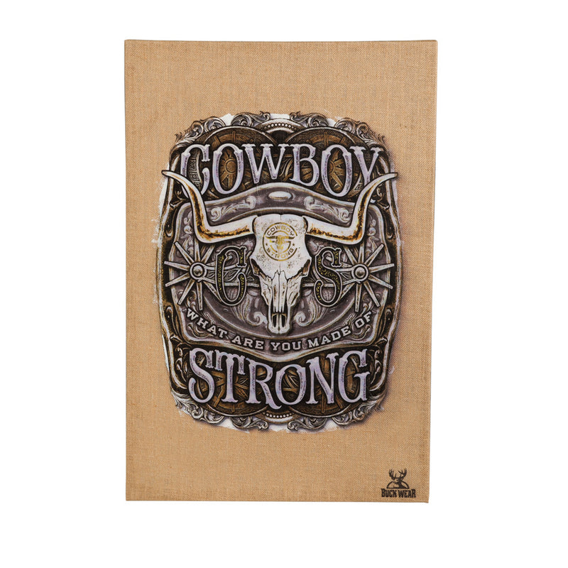 Evergreen Cowboy Strong, Burlap Wall Canvas, 24'' x 1.5'' x 36'' inches