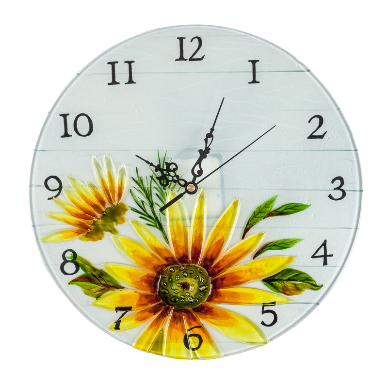 Cape Craftsmen Sunflower Decorative Glass Clock, 12'' x 2'' x 12'' inches
