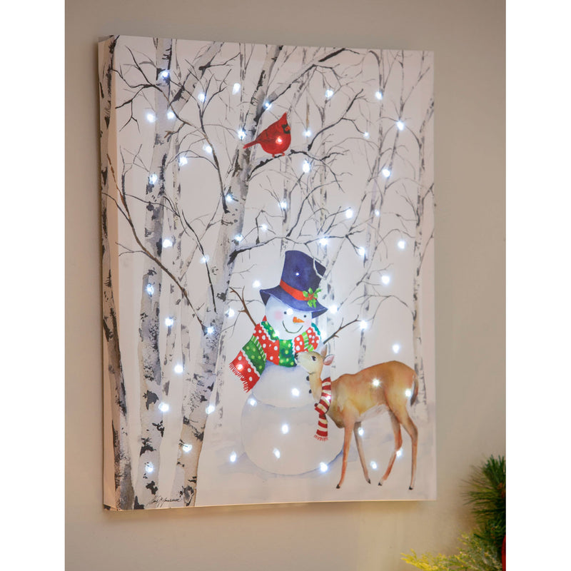 LED Canvas Wall Décor, 16"W x 20"H, Joyful Snowman