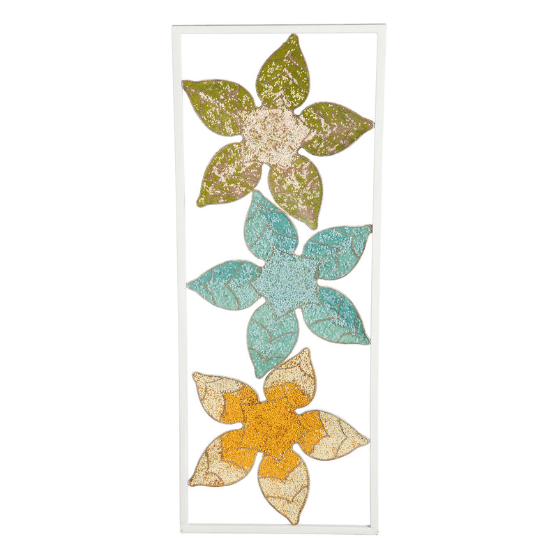 Evergreen Beaded Metal Flower Wall Decor, 12'' x 1.5'' x 31'' inches
