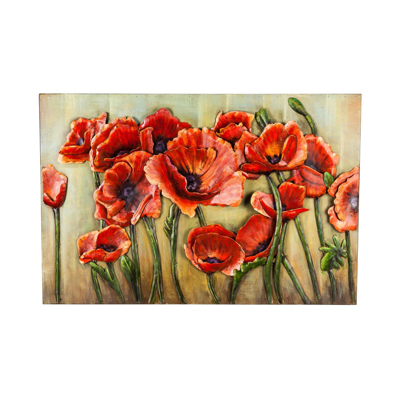 Painted Metal Poppies Outdoor Wall Décor,6m624