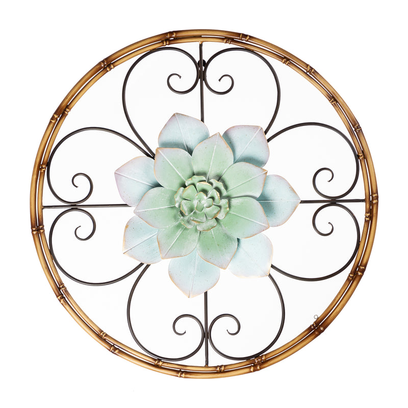 Round Metal Floral Wall Décor,6m640