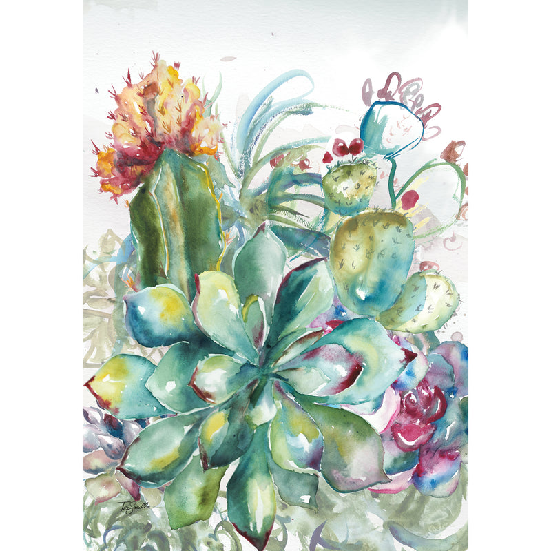 Succulent Garden Watercolor Outdoor Wall Canvas, 24"x36",6oc6026