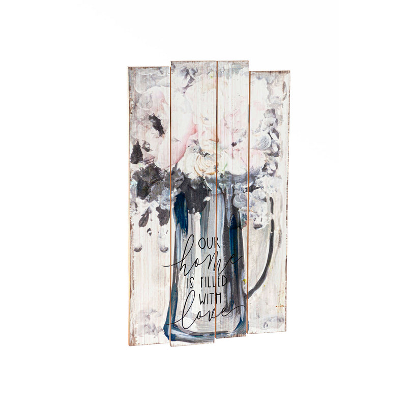 Painted Floral Wood Slat Wall Décor,6w486