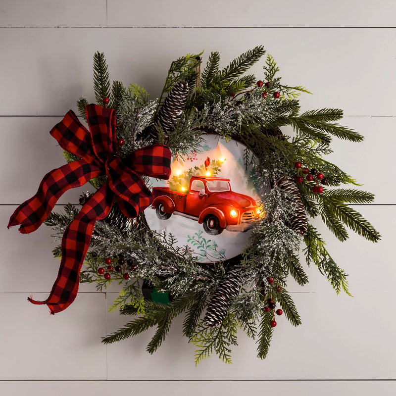 Wreath with LED Canvas, Christmas Heritage,6wc737728