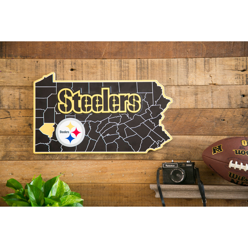 State Shaped Wall Decor, Pittsburgh Steelers,6ws3824