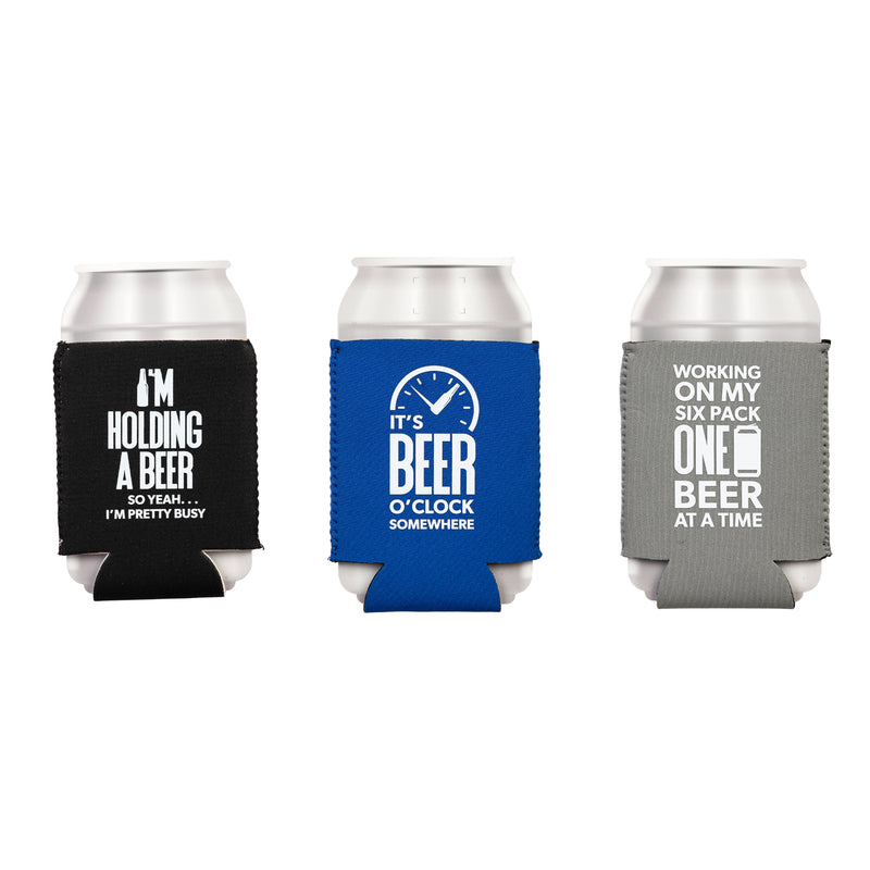 It's Beer O Clock Somewhere Beer Koozie, 3 Designs, 8 of each, 24 pcs total, 4.13"x0.15"x5"inches