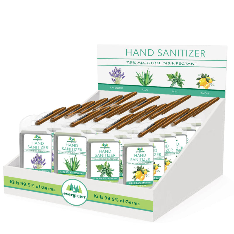 Hand Sanitizer Keychain 2 fl oz., 4 Fragrances, 6 of each, 24 pcs total, 1.96"x5.51"x0.78"inches
