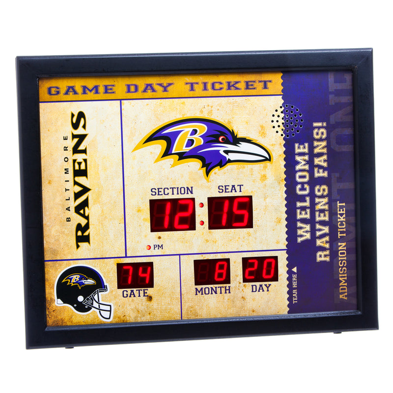 Evergreen Bluetooth Scoreboard Wall Clock, Baltimore Ravens, 19.7'' x 1.75'' x 15.75'' inches