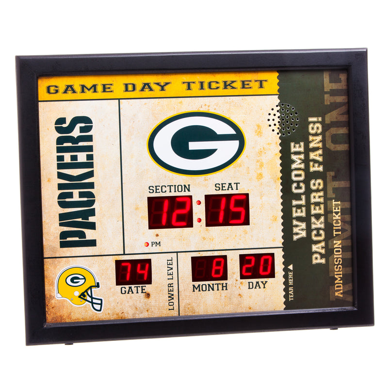Evergreen Enterprises Bluetooth Scoreboard Wall Clock, Green Bay Packers, 19.7'' x 15.75'' x 1.75'' inches