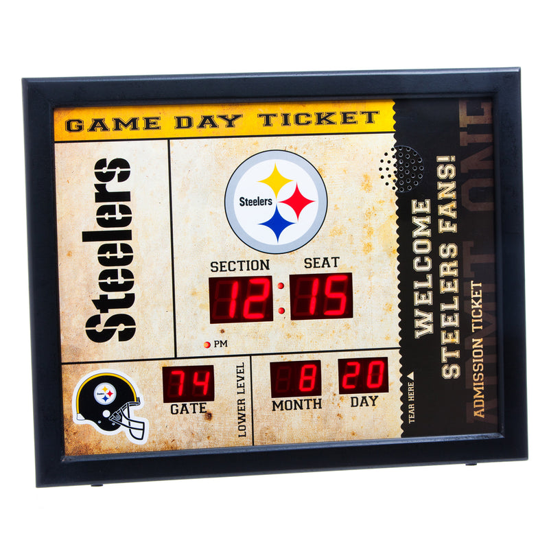 Evergreen Enterprises Bluetooth Scoreboard Wall Clock, Pittsburgh Steelers, 19.7'' x 15.75'' x 1.75'' inches