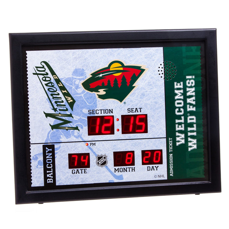 Bluetooth Scoreboard Wall Clock, Minnesota Wild,7cl4363