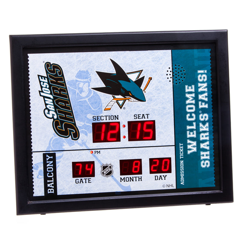 Evergreen Enterprises Bluetooth Scoreboard Wall Clock, San Jose Sharks, 19.7'' x 1.75'' x 15.75'' inches