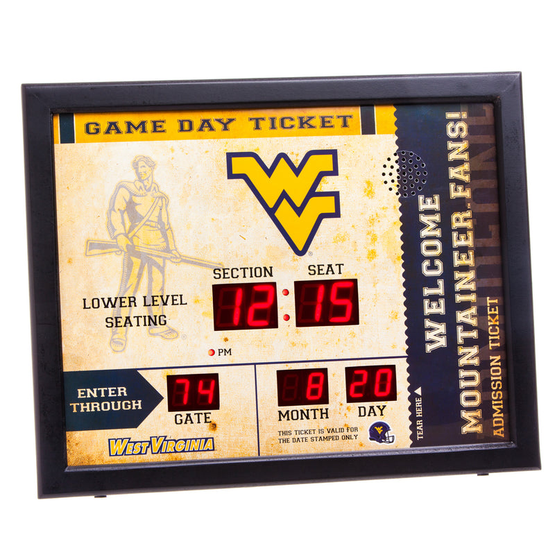 Team Sports America NCAA Bluetooth Scoreboard Wall Clock, West Virginia Mountaineer