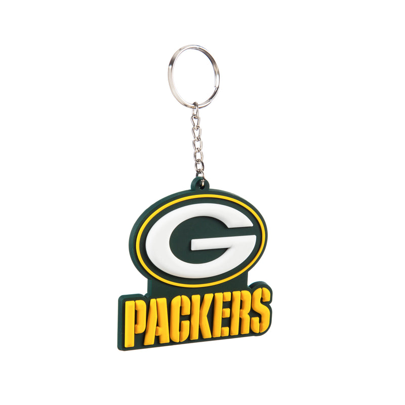 Team Sports America NFL Green Bay Packers Bold Sporty Rubber Keychain - 5" Long x 3" Wide x 0.2" High