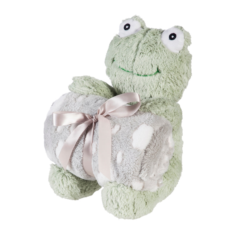 Cuddly Frog 10" Stuffed Animal w/ Blanket Gift Set, Green,7plsh717