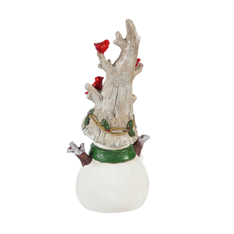 10"H Cardinal Adorned Snowman Ceramic Statuary,845624b