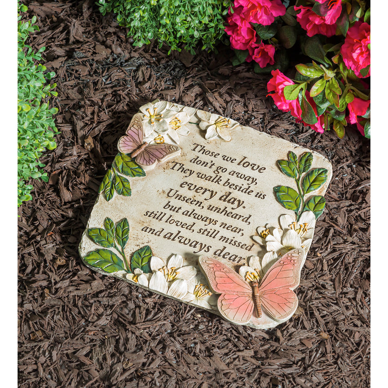 Evergreen Garden Stone,Those We Love, Butterflies Garden Stone,11x1x11 Inches