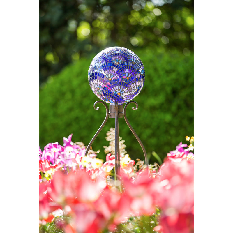 Evergreen 10" Gazing Ball, Mosaic Blooming, Purple, 9.8'' x 11.6'' x 9.8'' inches.