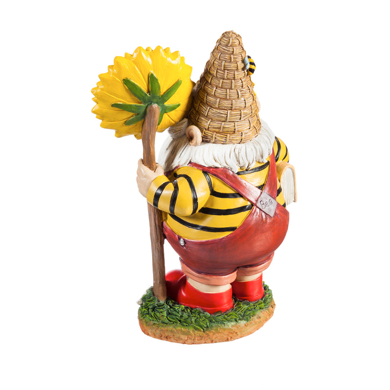 Evergreen 11" Honey Gnome with Sunflower Sign, 11.2'' x 1.5'' x 1.5'' inches