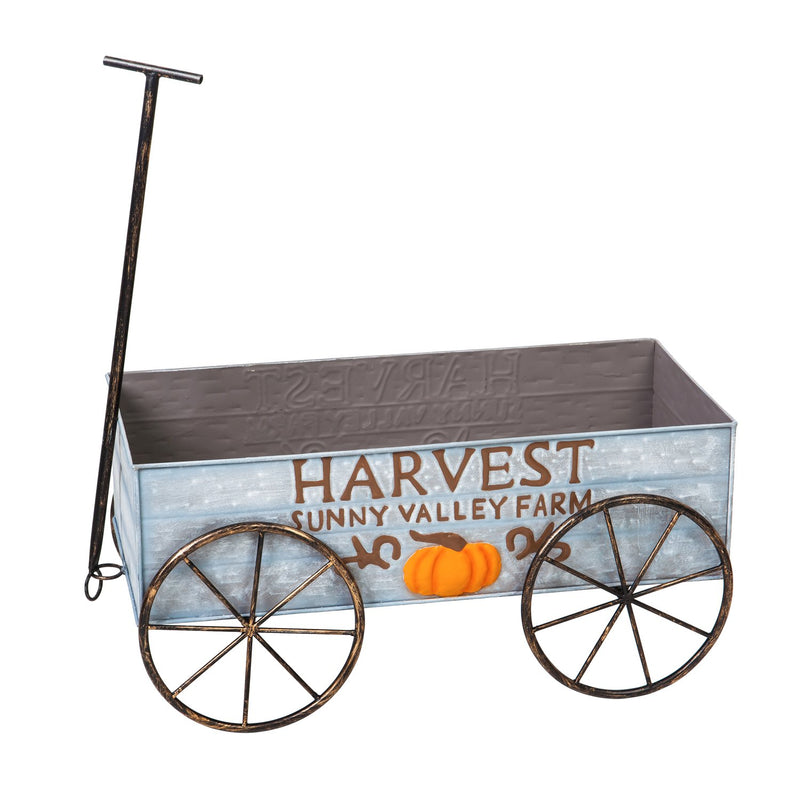 25.5" Harvest Metal Decorative Wagon, 25.59"x11.42"x13.19"inches