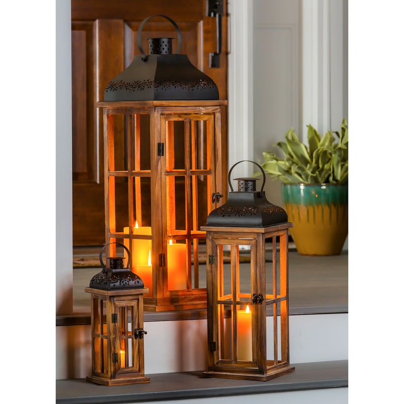 Set of 3 Nested Wood and Metal Lanterns,84g2761