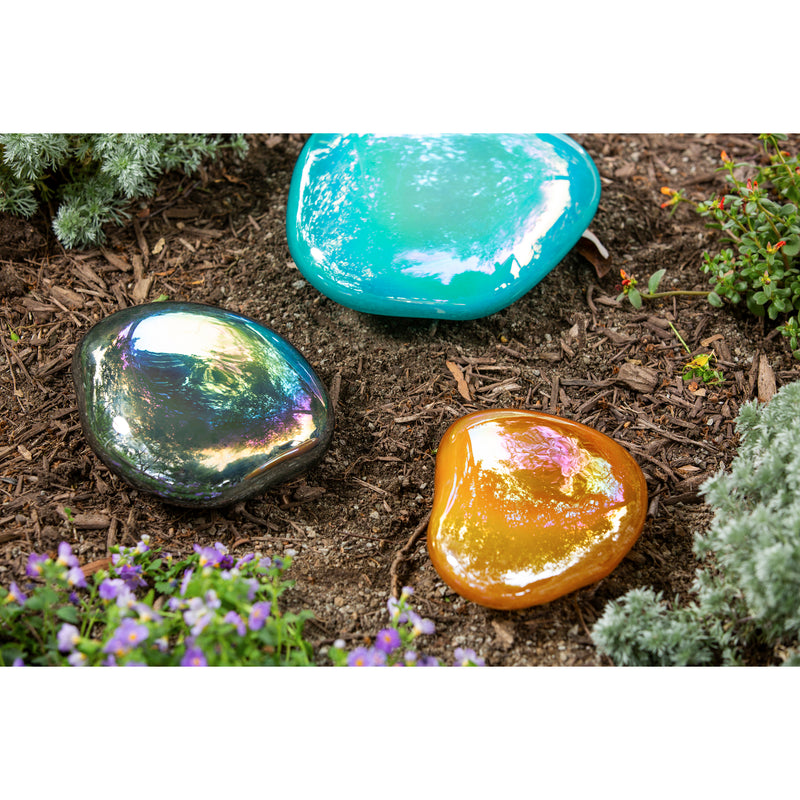 Rainbow Hematite Art Glass Garden Stone, 8"x6.69"x3.34"inches