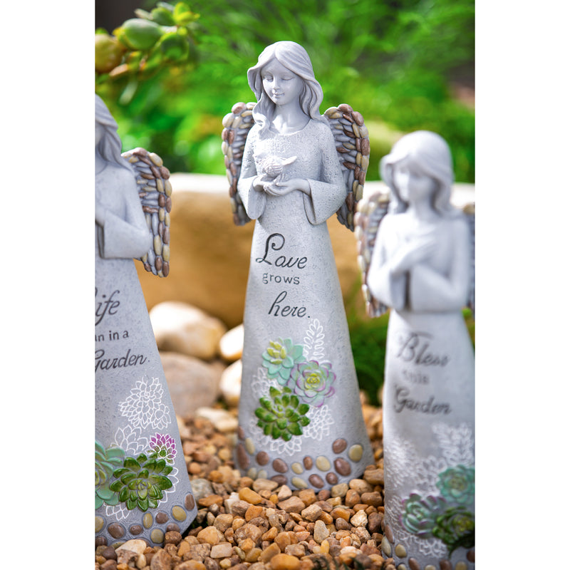 10"H Succulent Angel Garden Statuary, 3 Asst.,84g2837