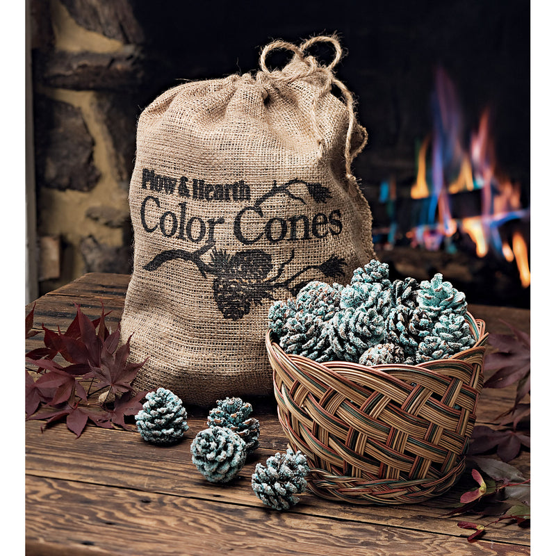 Color-Changing Fireplace Color Cones, 1 lb. in Gift Basket, 13.5"x10.5"x8"inches