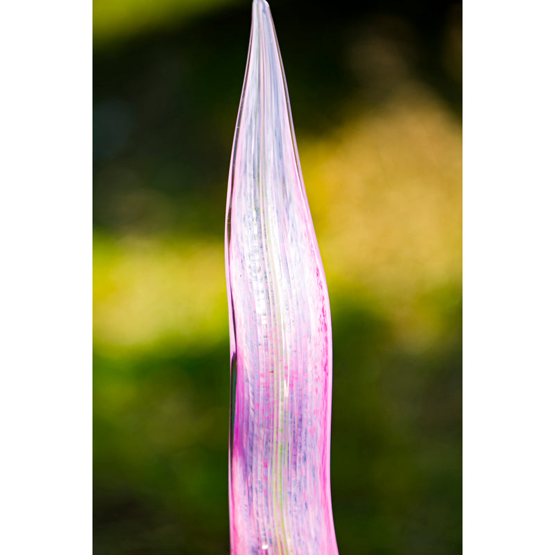 42.5"H Art Glass Reed Garden Stake, Light Pink,84g2915