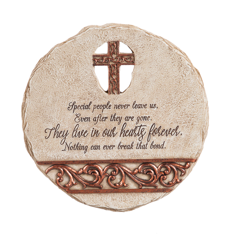 11" Memorial Garden Stone, Bronze Scroll Cross Cut Out,84g2989