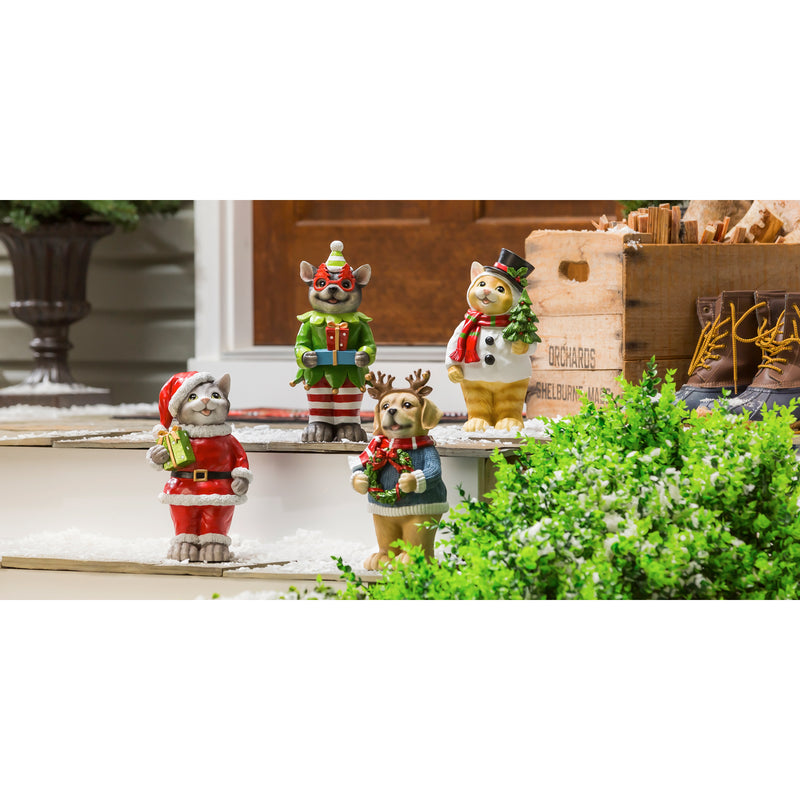 Evergreen 11"H Pets in Holiday Spirit Garden Statuary, 4 Assorted., 11'' x 1.1'' x 1.2'' inches
