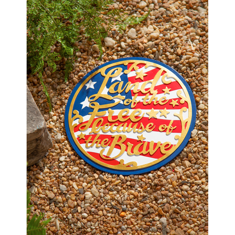 10" Garden Stone, Land of the Free and Home of the Brave,84g3313