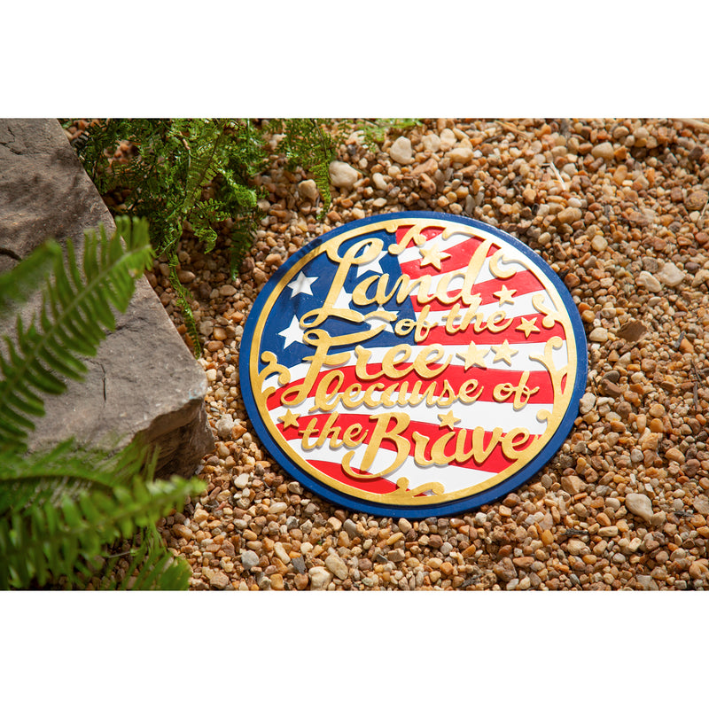 10" Garden Stone, Land of the Free and Home of the Brave,84g3313