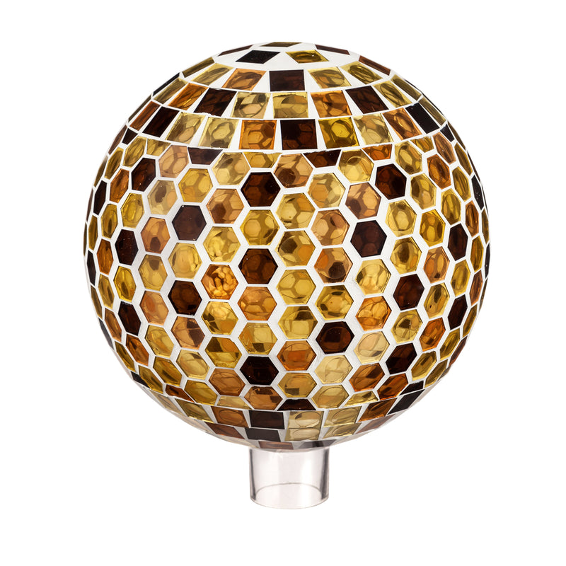 Evergreen 10" Mosaic Glass Gazing Ball, Honeycomb, 10'' x 10'' x 11.8'' inches.
